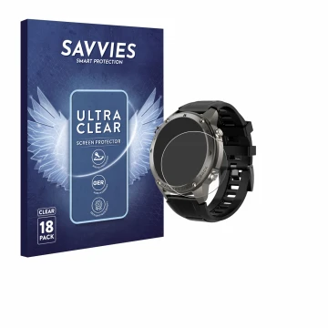 Front side of a product packaging with the brand logo Savvies. Next to it is the device Knauermann GPS 4 (2025) shown with the
