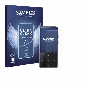 Front side of a product packaging with the brand logo Savvies. Next to it is the device AGPtek M3 shown with the corresponding