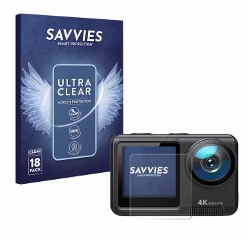 Front side of a product packaging with the brand logo Savvies. Next to it is the device Wolfang GA420 shown with the correspon
