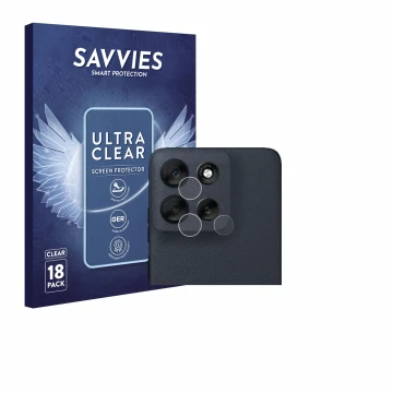 Front side of a product packaging with the brand logo Savvies. Next to it is the device Motorola Moto G56 (ONLY Camera Lens) s