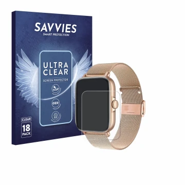 Front side of a product packaging with the brand logo Savvies. Next to it is the device Pireware Elegance 4 shown with the cor