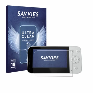 Front side of a product packaging with the brand logo Savvies. Next to it is the device Philips Avent SCD951/26 shown with the