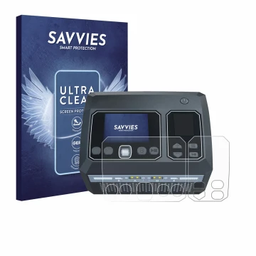 Front side of a product packaging with the brand logo Savvies. Next to it is the device SkyRc D750 Mix shown with the correspo