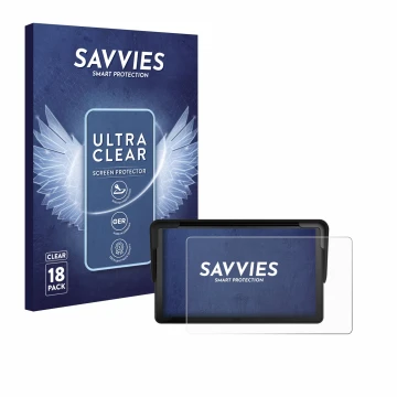 Front side of a product packaging with the brand logo Savvies. Next to it is the device Carpuride V3 7