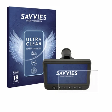 Front side of a product packaging with the brand logo Savvies. Next to it is the device dnt DigiTele PRO shown with the corres