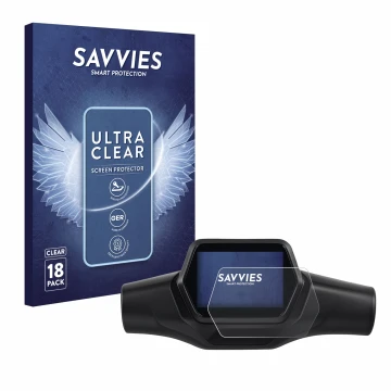 Front side of a product packaging with the brand logo Savvies. Next to it is the device Segway Ninebot ZT3 D shown with the co