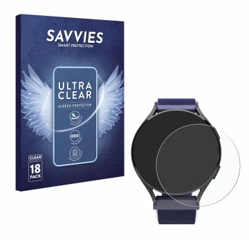 Front side of a product packaging with the brand logo Savvies. Next to it is the device Patronus Notfalluhr (41.5 mm) shown wi