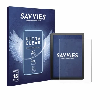 Front side of a product packaging with the brand logo Savvies. Next to it is the device Bigme B6 Color shown with the correspo