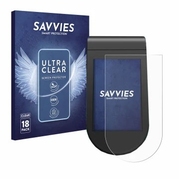 Front side of a product packaging with the brand logo Savvies. Next to it is the device SoFlow SO4 Pro MAX shown with the corr