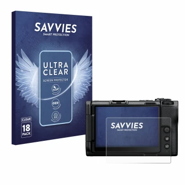 Front side of a product packaging with the brand logo Savvies. Next to it is the device Nikon ZR shown with the corresponding 