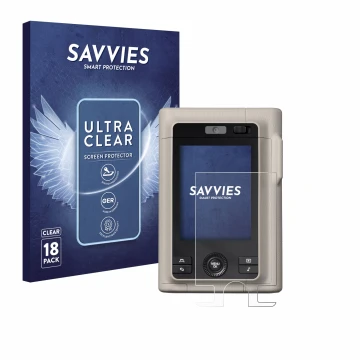 Front side of a product packaging with the brand logo Savvies. Next to it is the device Fujifilm Instax Mini LiPlay Plus shown