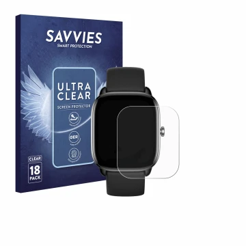 Front side of a product packaging with the brand logo Savvies. Next to it is the device Sector Smartwatch S-07 shown with the 