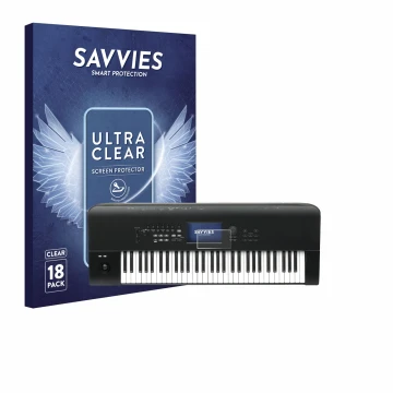 Front side of a product packaging with the brand logo Savvies. Next to it is the device KORG Nautilus 61 shown with the corres