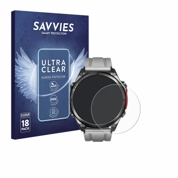 Front side of a product packaging with the brand logo Savvies. Next to it is the device Doogee Anywise W1 Pro shown with the c