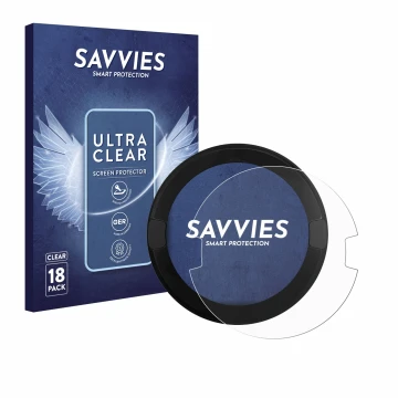 Front side of a product packaging with the brand logo Savvies. Next to it is the device OOONO P-DISC NO2 shown with the corres