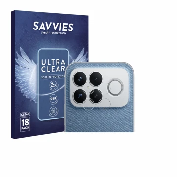 Front side of a product packaging with the brand logo Savvies. Next to it is the device Xiaomi Poco F8 Ultra (ONLY Camera Lens