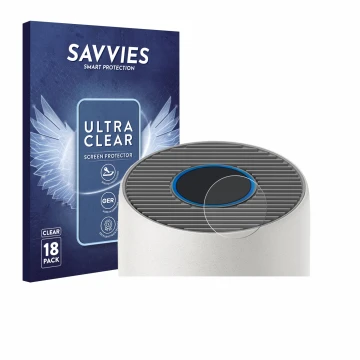 Front side of a product packaging with the brand logo Savvies. Next to it is the device Philips 2000i Series AC2939 shown with