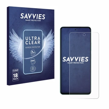 Front side of a product packaging with the brand logo Savvies. Next to it is the device Oppo A5 shown with the corresponding s