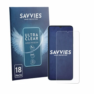 Front side of a product packaging with the brand logo Savvies. Next to it is the device Itel Zeno 20 Max shown with the corres