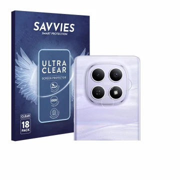 Front side of a product packaging with the brand logo Savvies. Next to it is the device Xiaomi Redmi Note 15 4G (ONLY Camera) 