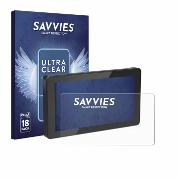 Front side of a product packaging with the brand logo Savvies. Next to it is the device Innovv N1 5.5