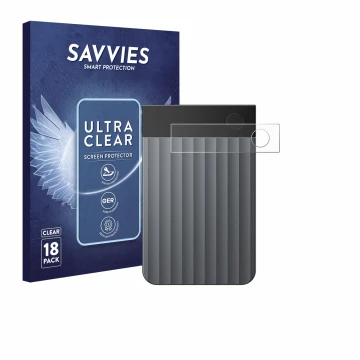 Front side of a product packaging with the brand logo Savvies. Next to it is the device PLAUD Note Pro shown with the correspo