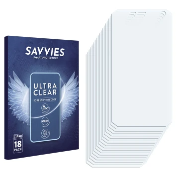 Front side of a product packaging with the brand logo Savvies. Next to it is the corresponding screen protector.