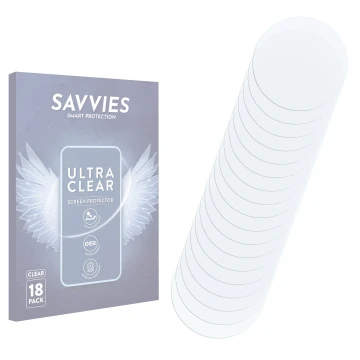Front side of a product packaging with the brand logo Savvies. Next to it is the corresponding screen protector.