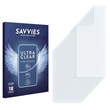 Front side of a product packaging with the brand logo Savvies. Next to it is the corresponding screen protector.