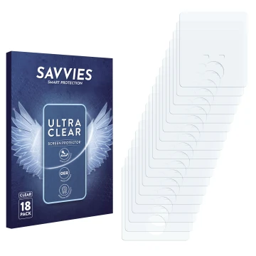 Front side of a product packaging with the brand logo Savvies. Next to it is the corresponding screen protector.