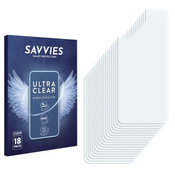 Front side of a product packaging with the brand logo Savvies. Next to it is the corresponding screen protector.
