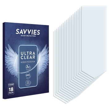 Front side of a product packaging with the brand logo Savvies. Next to it is the corresponding screen protector.