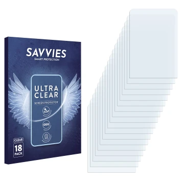 Front side of a product packaging with the brand logo Savvies. Next to it is the corresponding screen protector.