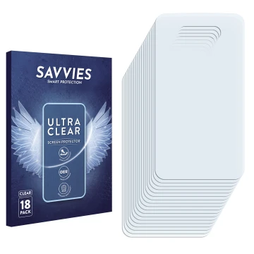 Front side of a product packaging with the brand logo Savvies. Next to it is the corresponding screen protector.