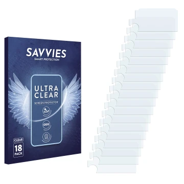 Front side of a product packaging with the brand logo Savvies. Next to it is the corresponding screen protector.