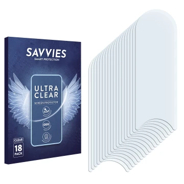 Front side of a product packaging with the brand logo Savvies. Next to it is the corresponding screen protector.