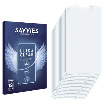 Front side of a product packaging with the brand logo Savvies. Next to it is the corresponding screen protector.