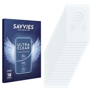 Front side of a product packaging with the brand logo Savvies. Next to it is the corresponding screen protector.