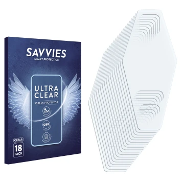 Front side of a product packaging with the brand logo Savvies. Next to it is the corresponding screen protector.