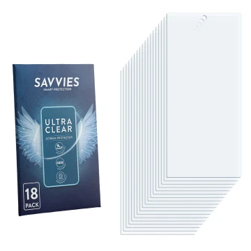 Front side of a product packaging with the brand logo Savvies. Next to it is the corresponding screen protector.