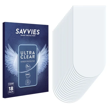 Front side of a product packaging with the brand logo Savvies. Next to it is the corresponding screen protector.