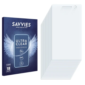 Front side of a product packaging with the brand logo Savvies. Next to it is the corresponding screen protector.