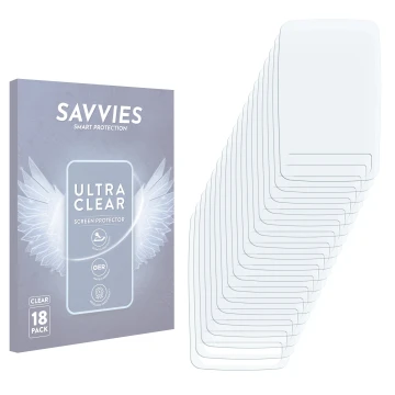 Front side of a product packaging with the brand logo Savvies. Next to it is the corresponding screen protector.