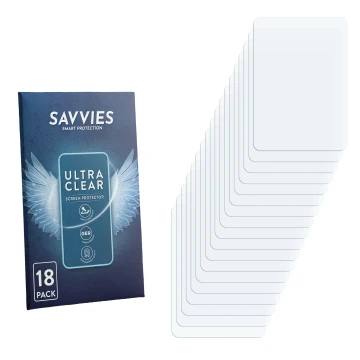 Front side of a product packaging with the brand logo Savvies. Next to it is the corresponding screen protector.