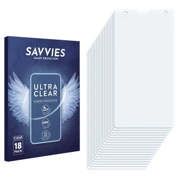 Front side of a product packaging with the brand logo Savvies. Next to it is the corresponding screen protector.
