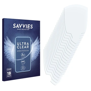 Front side of a product packaging with the brand logo Savvies. Next to it is the corresponding screen protector.