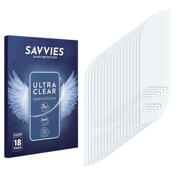 Front side of a product packaging with the brand logo Savvies. Next to it is the corresponding screen protector.