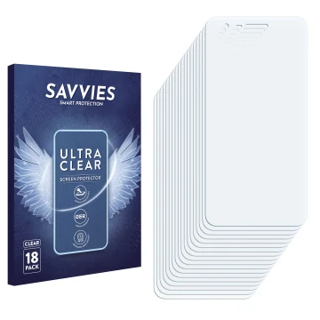 Front side of a product packaging with the brand logo Savvies. Next to it is the corresponding screen protector.