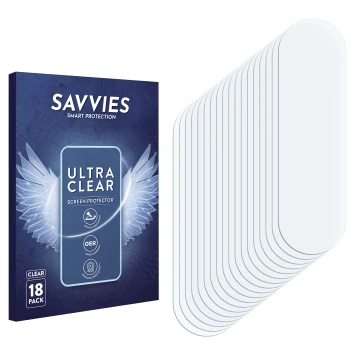 Front side of a product packaging with the brand logo Savvies. Next to it is the corresponding screen protector.
