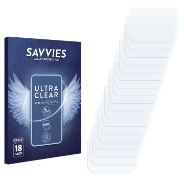 Front side of a product packaging with the brand logo Savvies. Next to it is the corresponding screen protector.